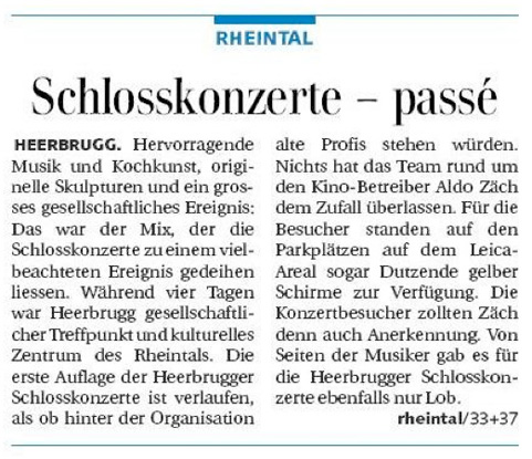 Bild Zeitungstext Schlosskonterte passé